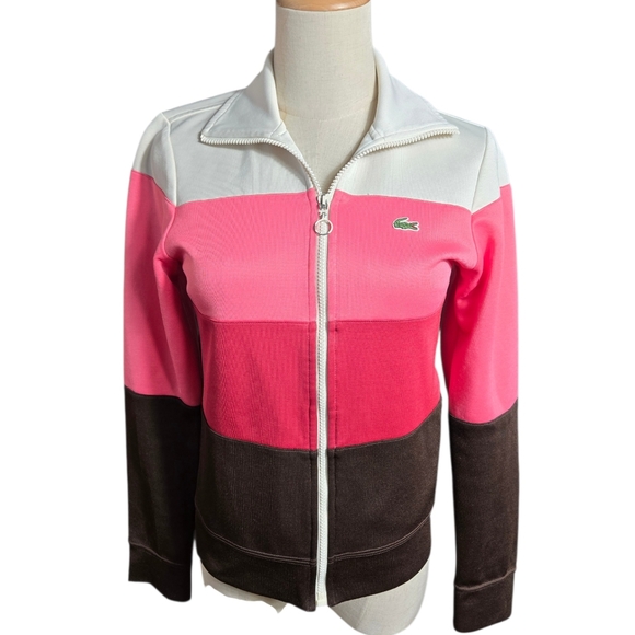 Lacoste Jackets & Blazers - Lacoste Women's Pink and Brown Track Jacket